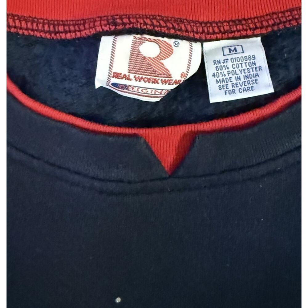 Real Work Wear Brand Size Medium Navy Christmas Sweater Preowned - Picture 3 of 4